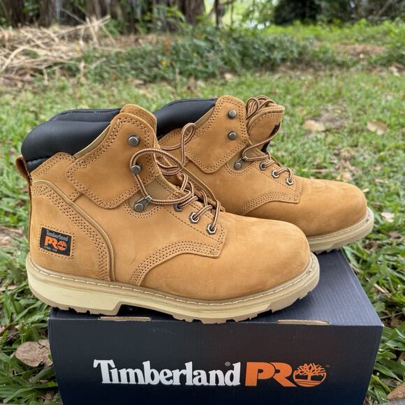 Men's Timberland PRO PIT BOSS 6" WHEAT Steel Toe Boots Safety Shoes Size 8.5 - Picture 10 of 11